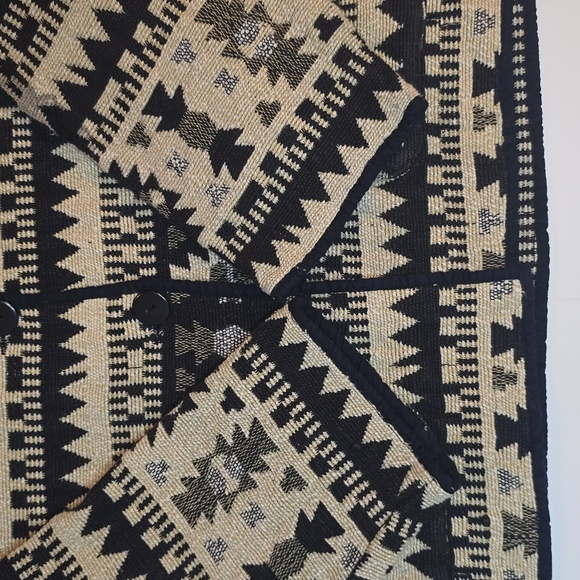 Jane Ashley Tapestry Aztec Southwest Print Cotton Black and Ivory Jacket Blazer - Picture 7 of 13